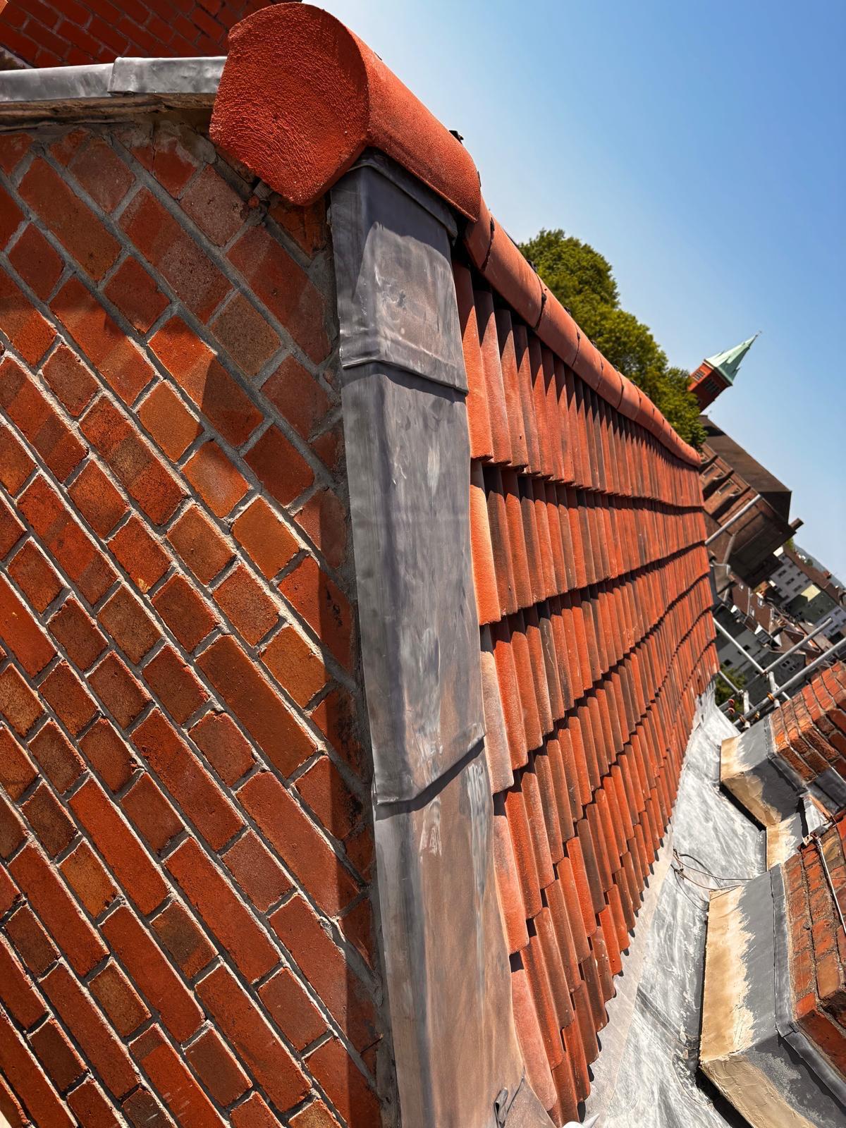 Clay Tiles with Lead Step Flashings
