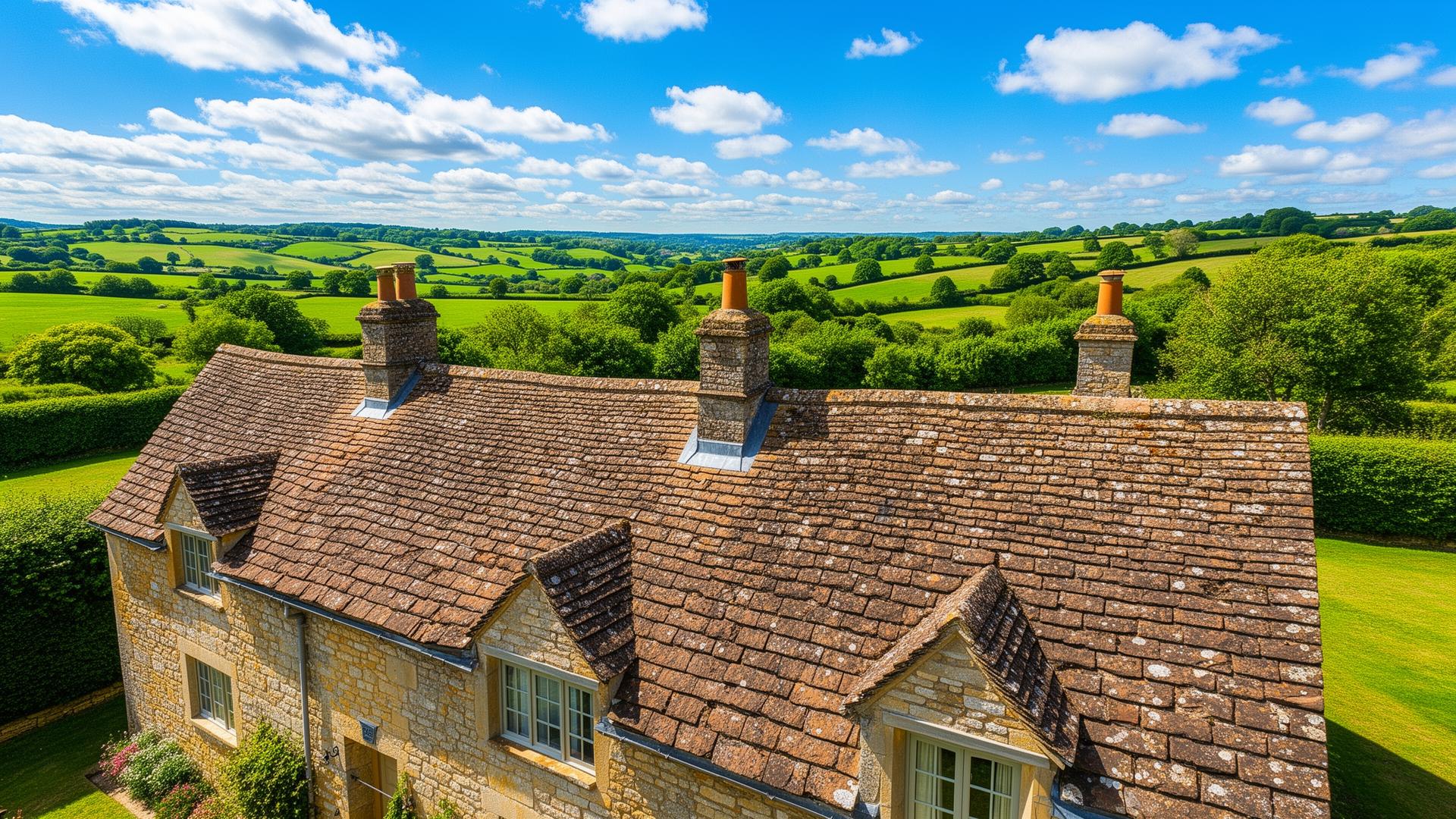 Traditional Cotswold cottage with freshly restored clay tile roof